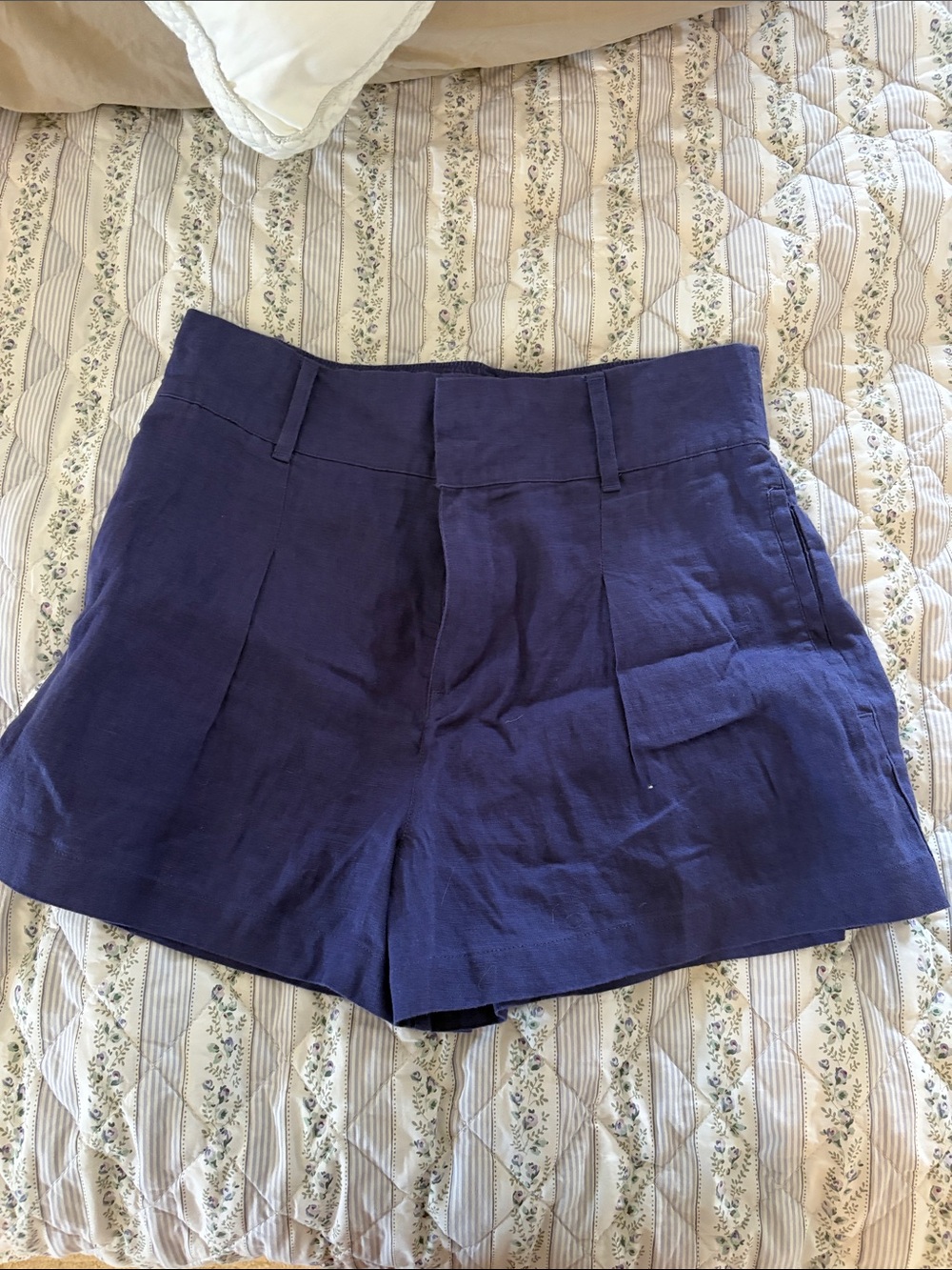 Joie Navy High-Waist Tailored Shorts